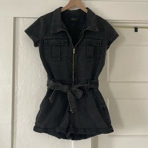 White Fox Boutique zip up romper in black